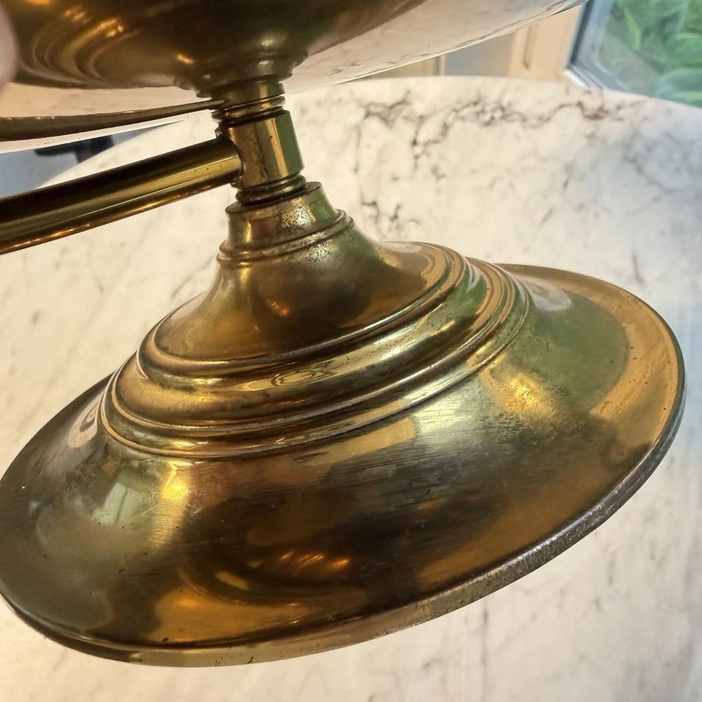 Vtg 80s Solid Brass Large Chamberstick Candle Holder Swirl Handle Maitland-Smith
